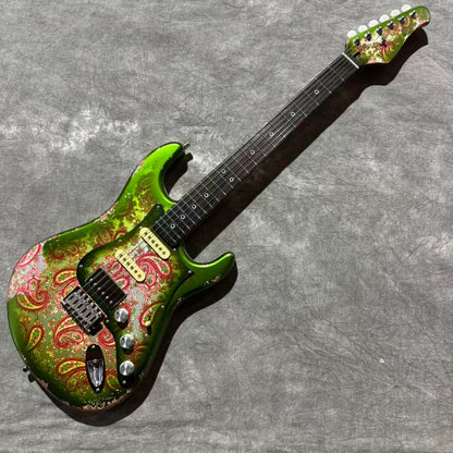 Dhatarattha Performance DST HSS in Jade Green over Pink Paisley with RW FB and Nitrocellulose Lacquer Relic