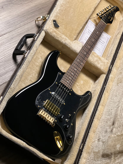 SQOE SEST1009 HSS Custom Shop Series in Black Beauty Gold Hardware Limited Edition with Hardshell Case