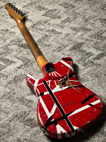 Dhatarattha Custom DTL in Red Black White Stripes with RW FB and Nitrocellulose Lacquer Relic