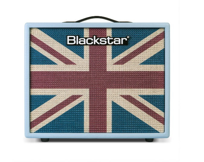 Blackstar Debut 50R 50-watt 1 x 12-inch Combo Amplifier in Baby Blue Tolex with Union Flag Grille