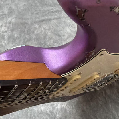 Dhatarattha Performance DST HSS in Violet Purple over Black Paisley with RW FB and Nitrocellulose Lacquer Relic