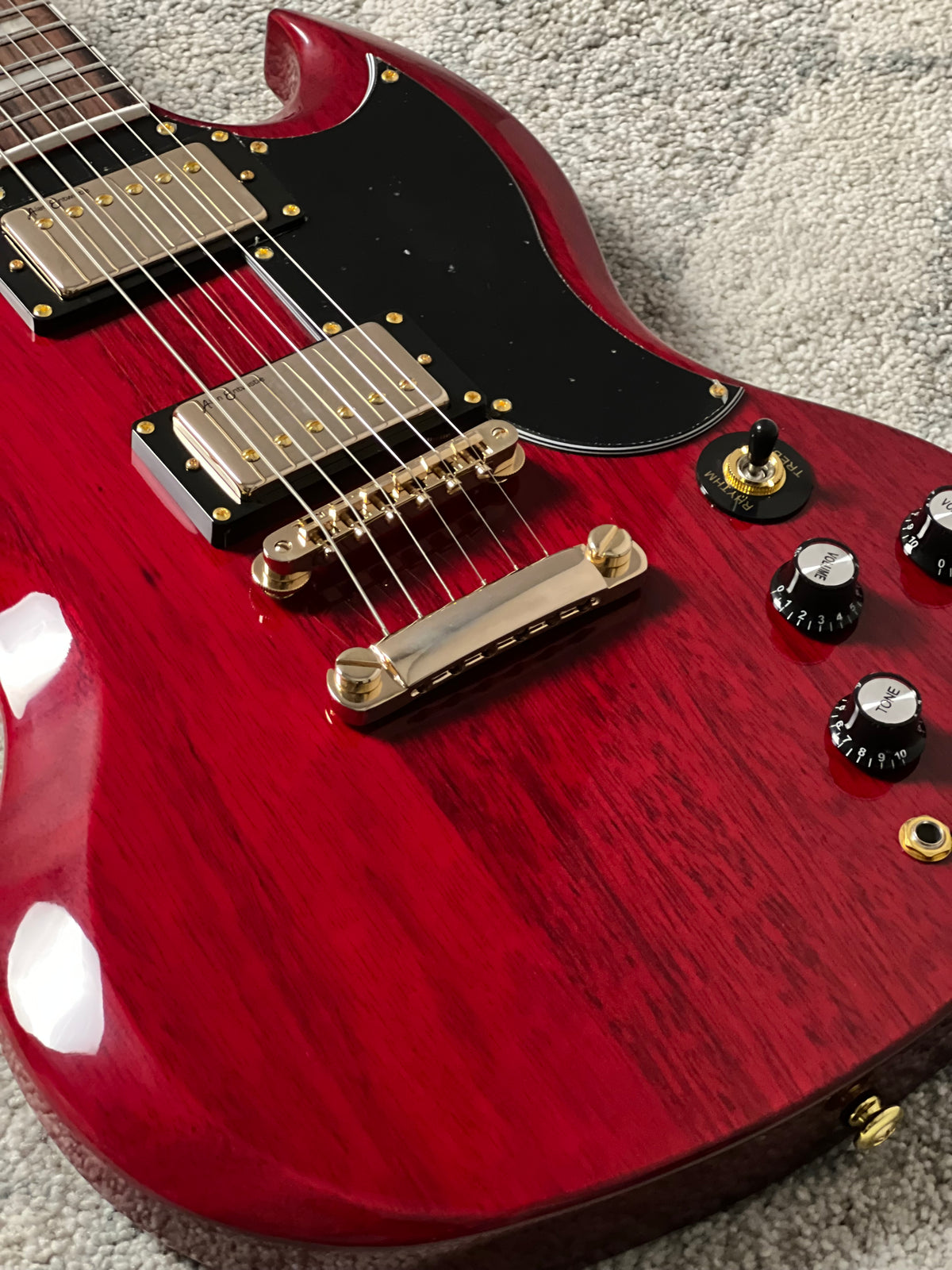 Soloking SG60 MKII in Transparent Red Cherry with Gold Hardware (Altered Headstock)
