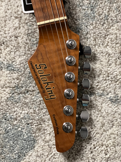 Soloking MS-1 Custom 24 HH Quilt FMN in Malibu Sunset Surf Fade White Back JESCAR with Fishman Fluence