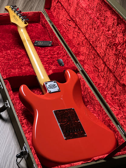 SQOE SEST1000 HSS Custom Shop Series in Fiesta Red Limited Edition with Hardshell Case