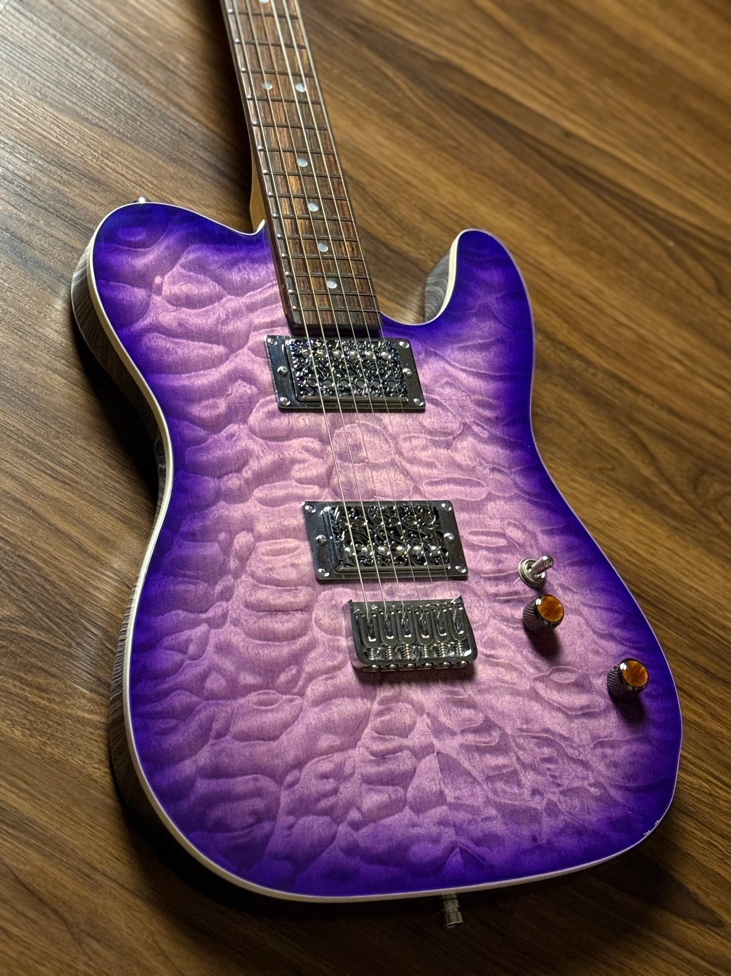 Dhatarattha Custom DTL HH Quilt in Emerald Purple Burst with Rosewood FB