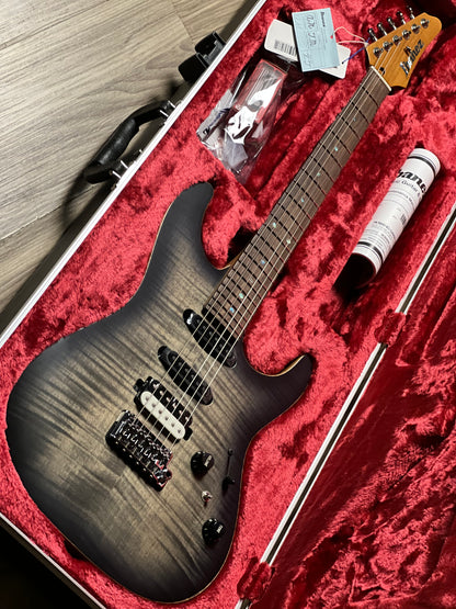 Ibanez TQM2-CUF Tom Quayle Signature  in Charcol Black Burst Flat with Case F2429226