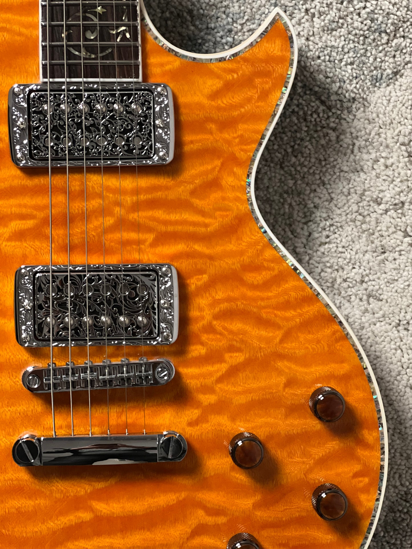 Dhatarattha Custom DLP in Orange Tiger with 5A Quilt Top