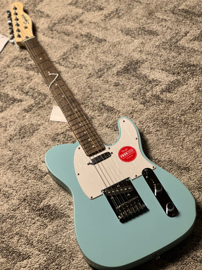 Squier FSR Sonic Telecaster Electric Guitar w/White Pickguard Laurel FB in Daphne Blue