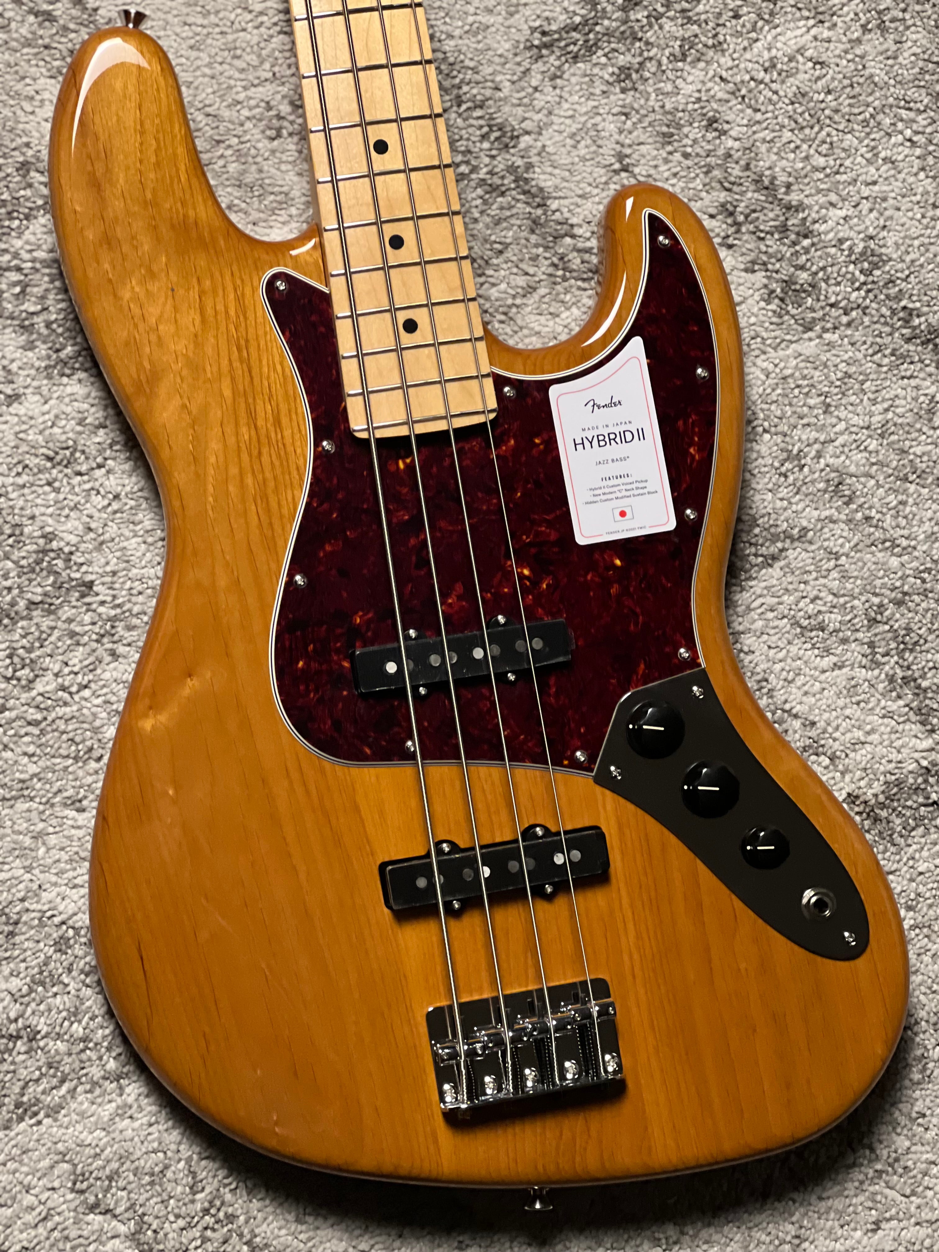 Fender Japan Hybrid II Jazz Bass with Maple FB in Vintage Natural