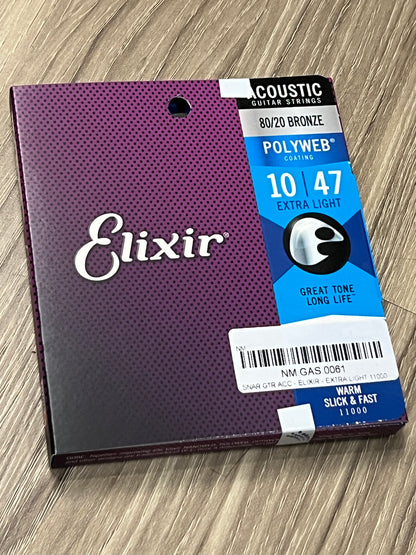 Elixir 11000 Polyweb 80/20 Bronze Acoustic Guitar Strings 10-47
