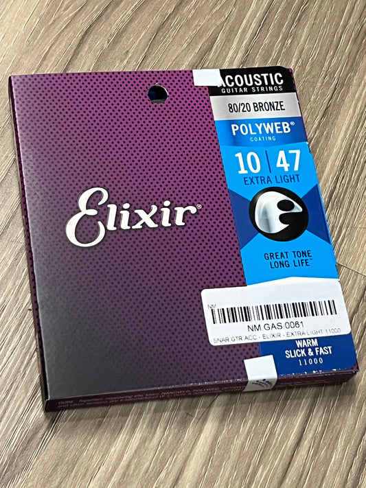 Elixir 11000 Polyweb 80/20 Bronze Acoustic Guitar Strings 10-47