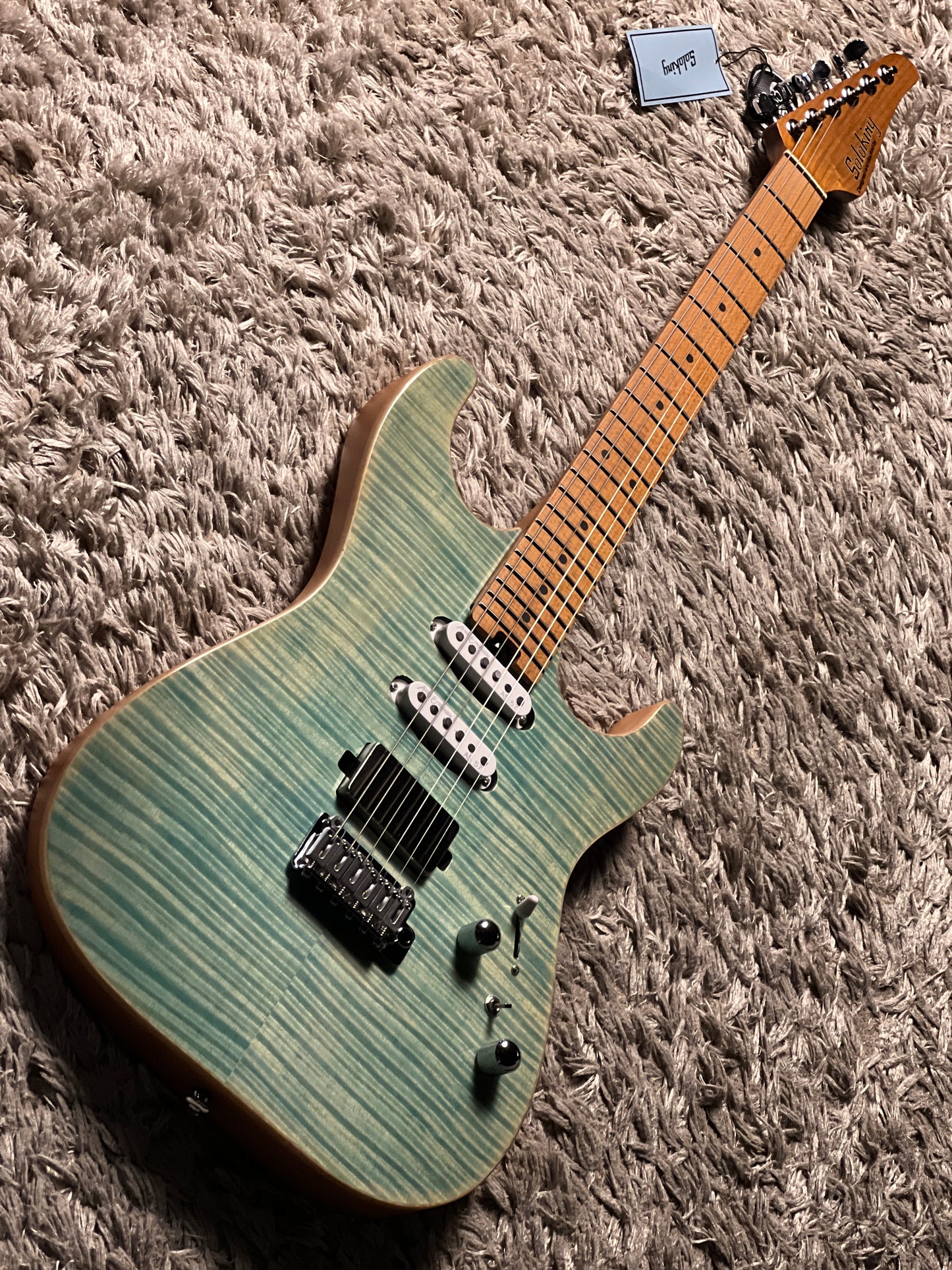 Soloking MS-1 Custom 22 HSS Flat Top with Roasted Maple FB in Faded Aqua Blue Nafiri Special Run