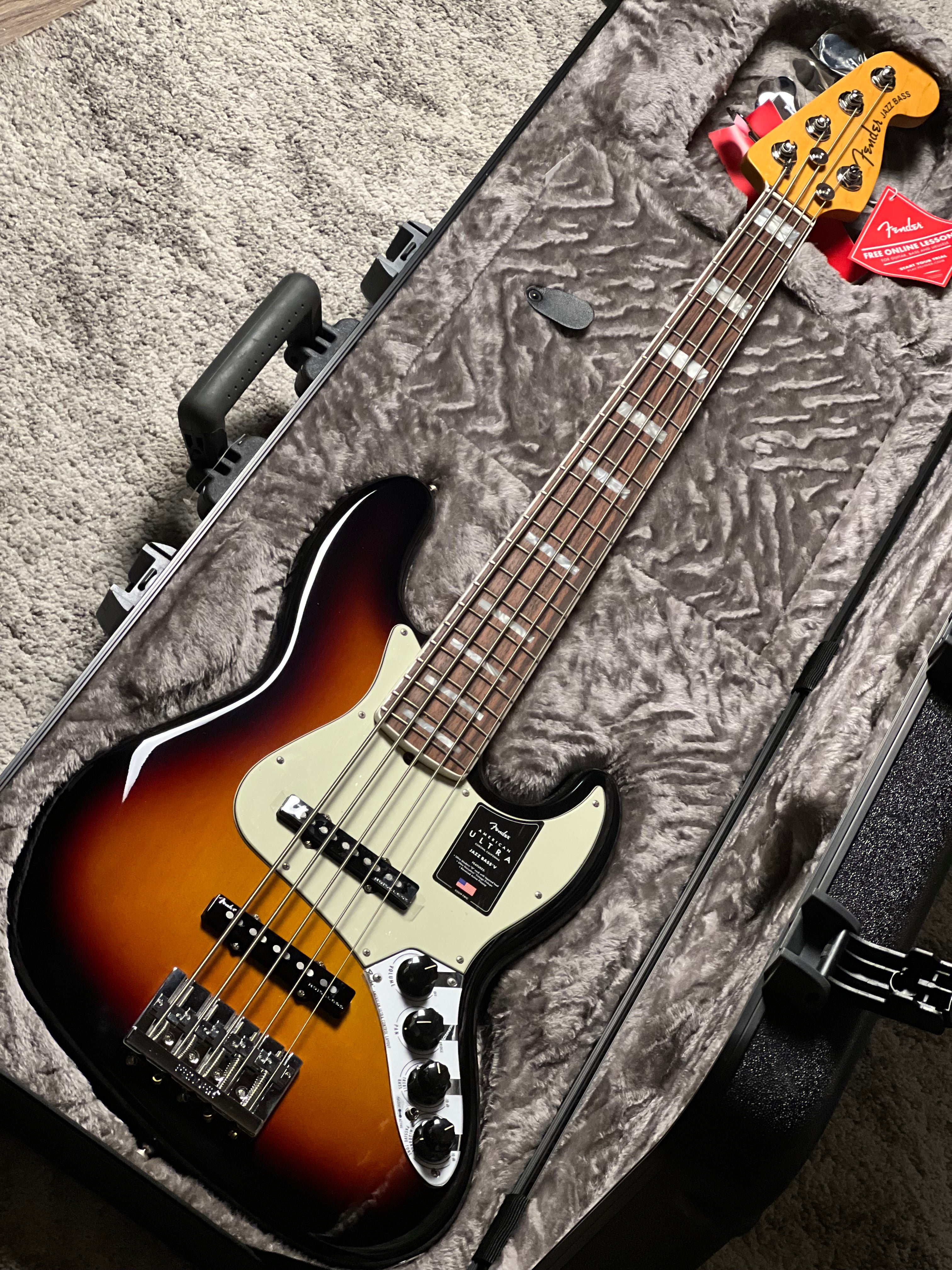 Fender American Ultra Jazz Bass V in Ultraburst with Rosewood