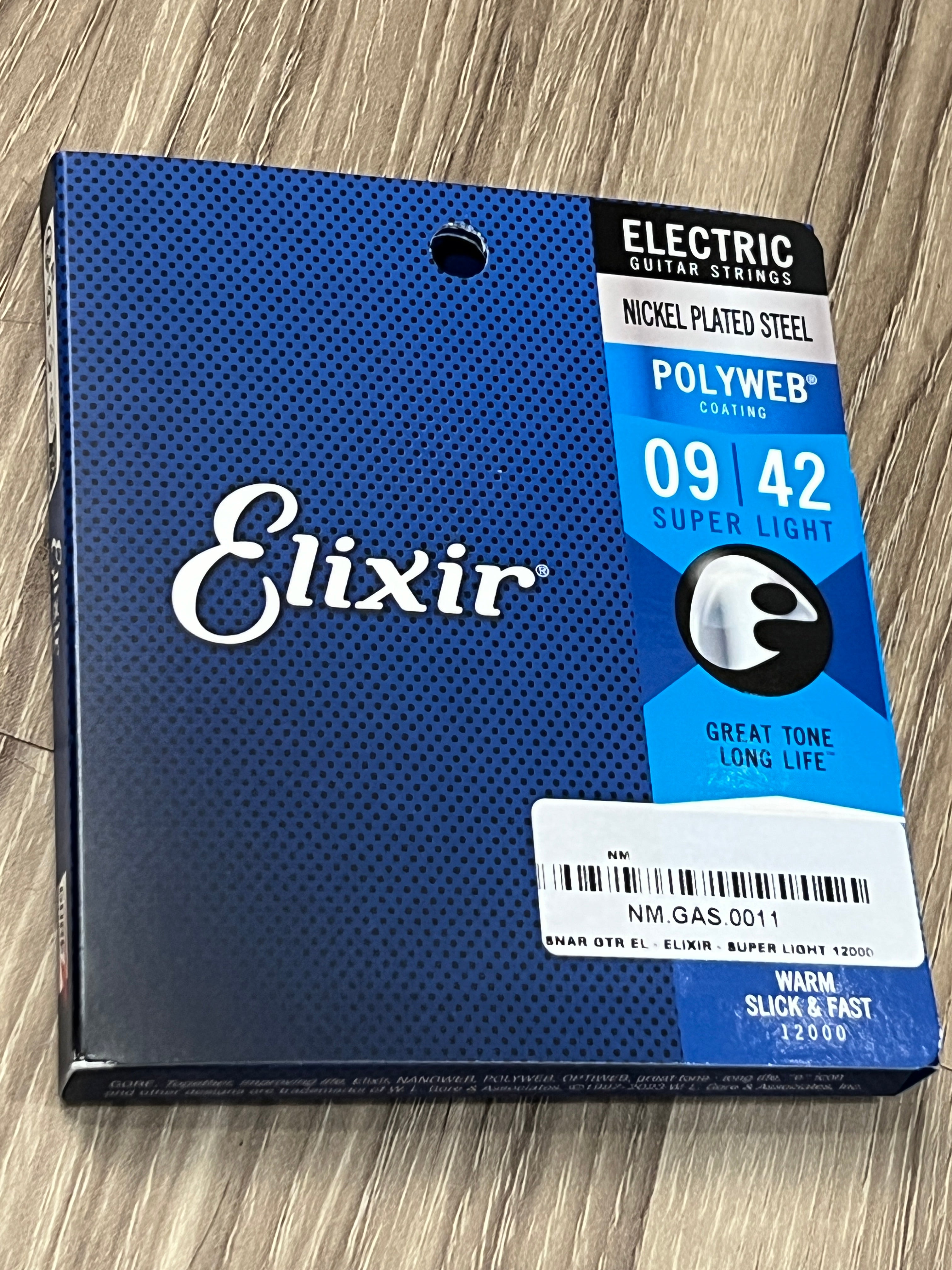 Elixir 12000 Polyweb Electric Guitar Strings, Super Light, 9-42 ...