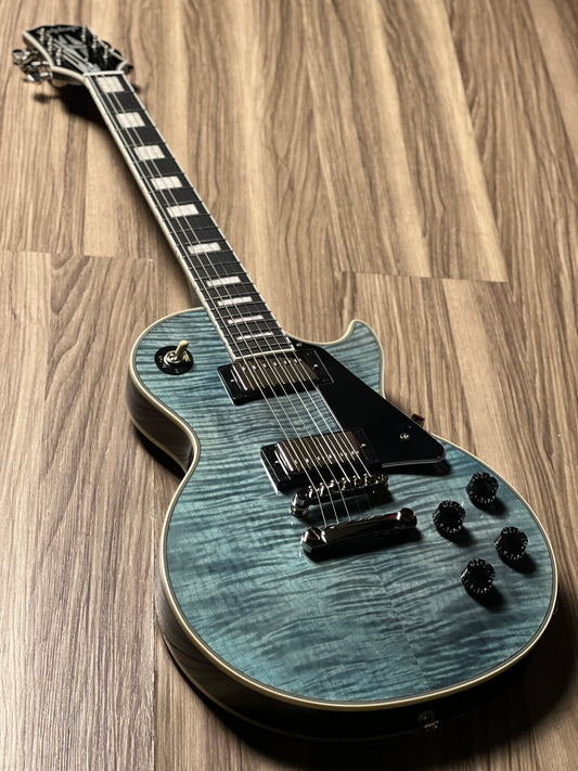 Epiphone Les Paul Custom Figured in Transparent Blue w/Premium GigBag