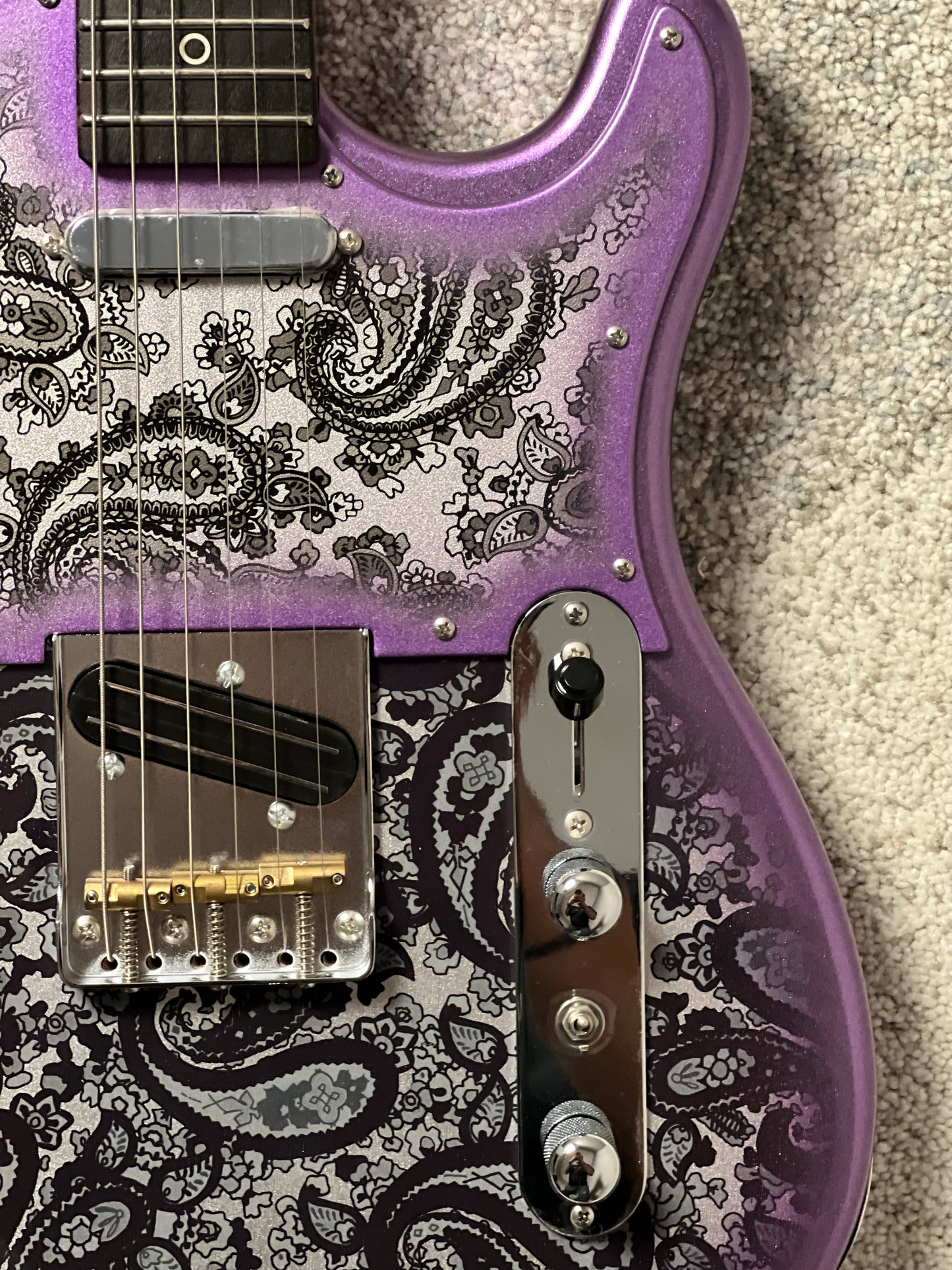 Dhatarattha Performance DTL in Purple Burst Over Black Paisley with Rosewood FB