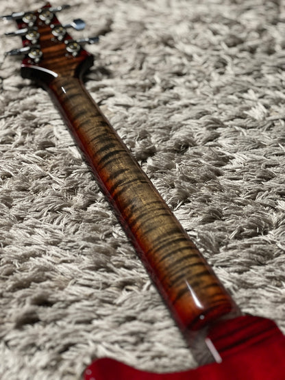 PRS Custom 24 10 Top In Charcoal Cherry With Stained Flame Neck 241400