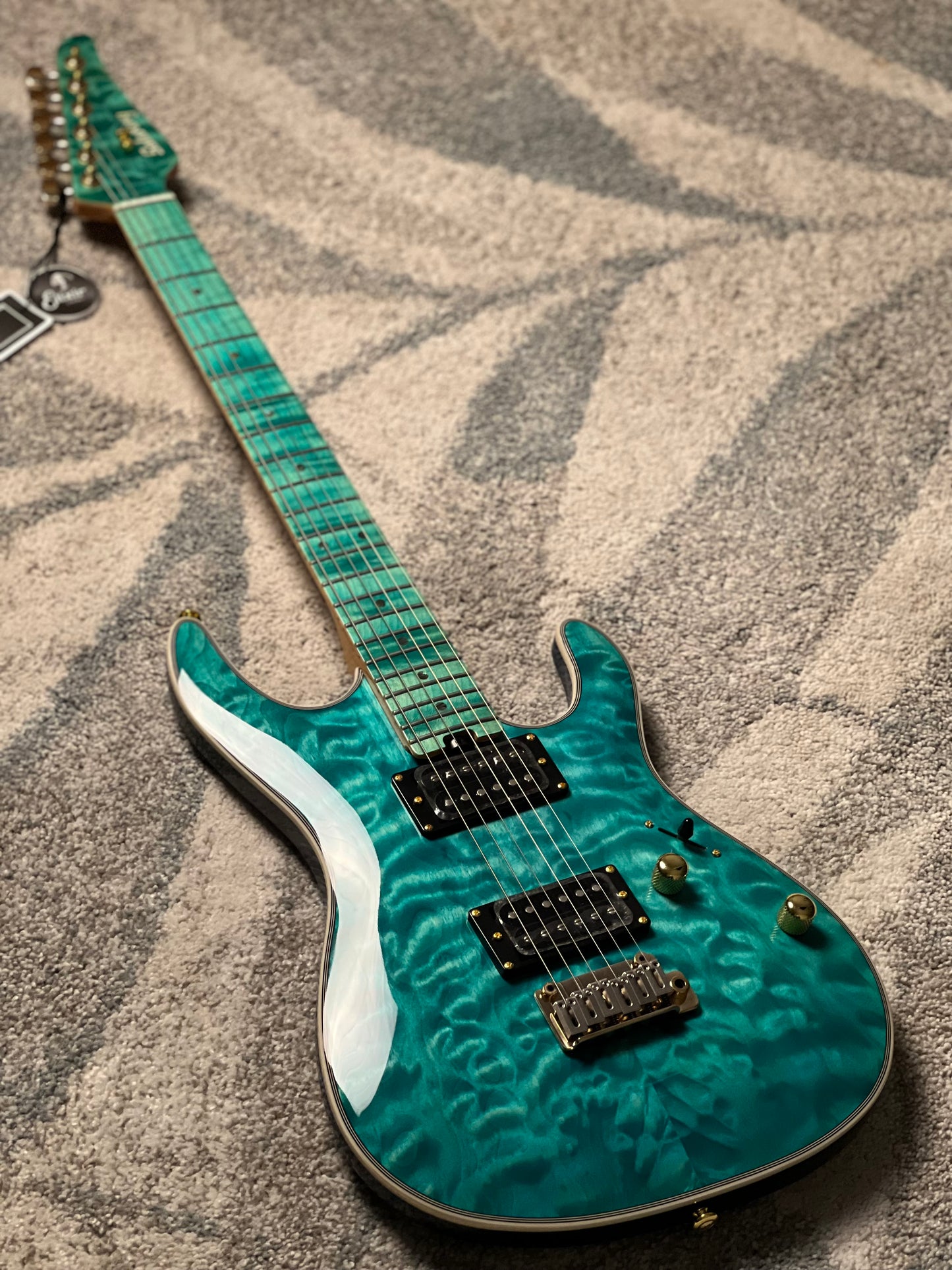 Soloking SM-22 HH QM Shredmaster with  Blue Tinted Flame Maple FB in Sapphire Blue