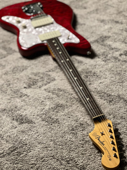 Fender Japan Hybrid II Jazzmaster Electric Guitar w/Quilt Maple Top with RW FB in Quilt Red Beryl JD24000724