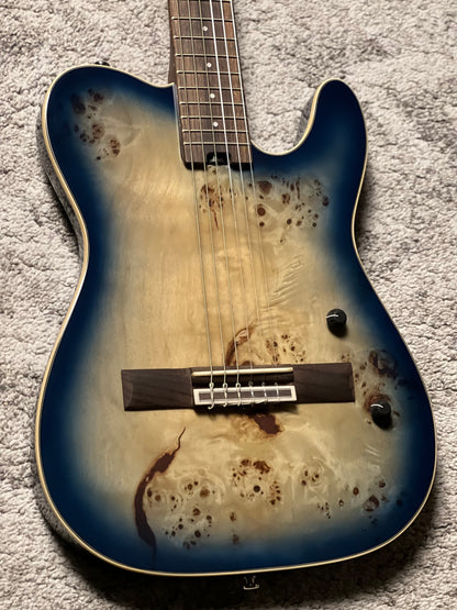 SQOE Spain SEGD-600 Nylon Electric Guitar with Piezo in Aurora Blue