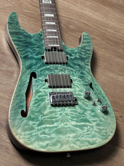Soloking MS-1 Custom 24 HH Thinline Elite in Turquoise Wakesurf Limited Edition with Hardshell Case