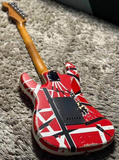 Dhatarattha Classic Red Black White Stripes with Rosewood FB and Nitrocellulose Lacquer Relic