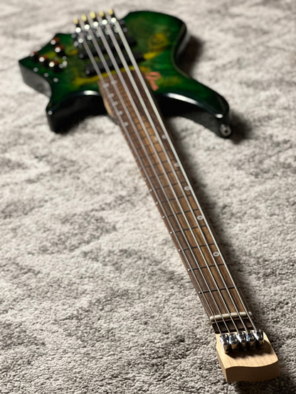 Dhatarattha Custom DEB 5 Headless Bass in Forest Burl Top with RW FB Nafiri Special Run