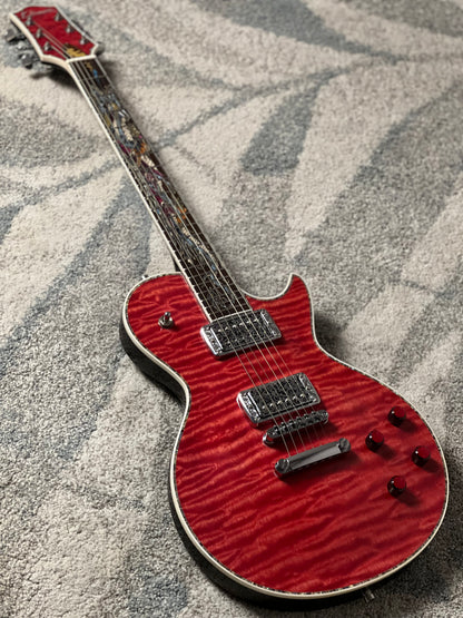 Dhatarattha Custom DLP in Cherry Red with 5A Quilt Top and Dragon Inlay