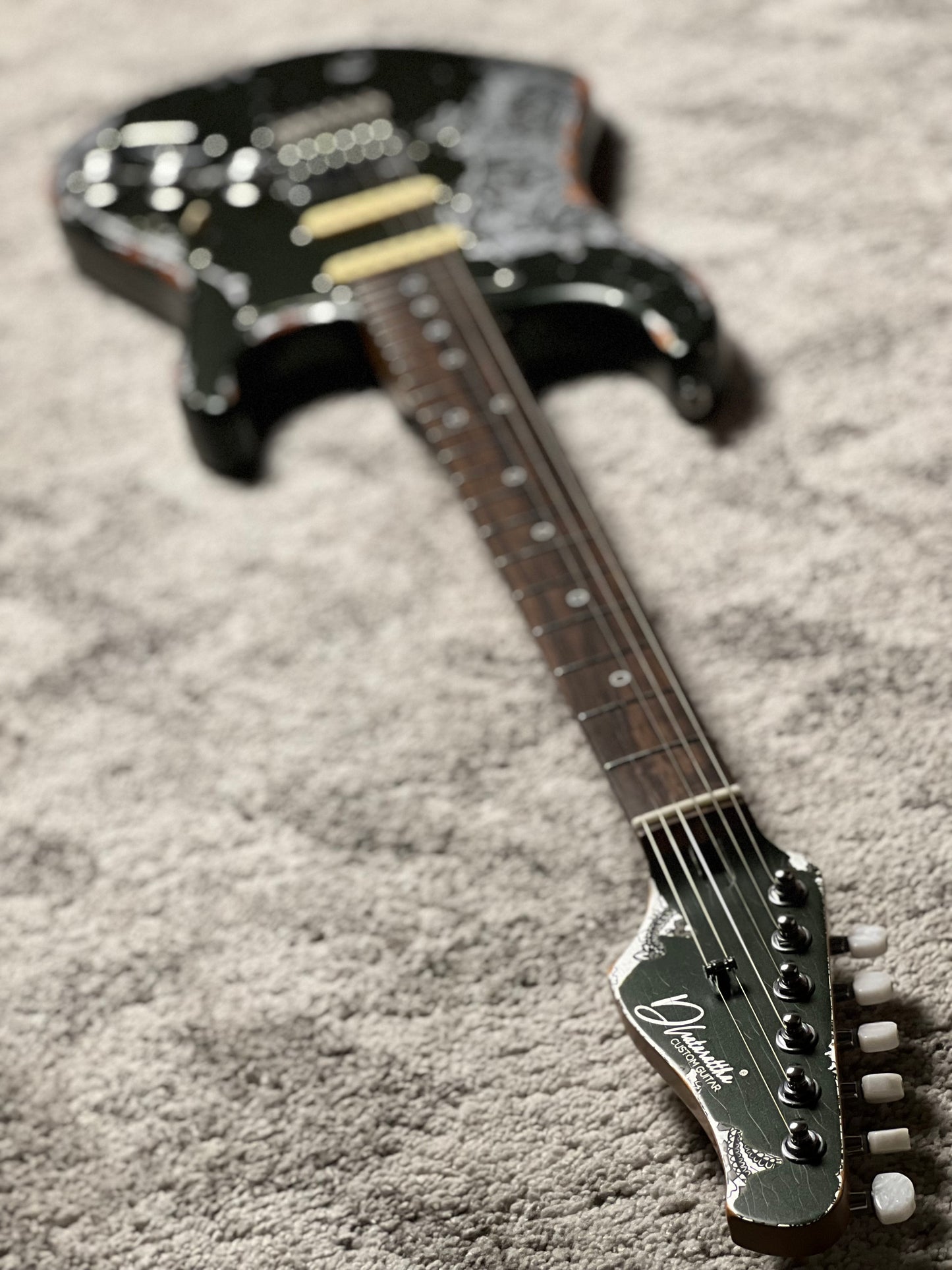 Dhatarattha Performance DST HSS in Godwood Green over Black Paisley with RW FB and Nitrocellulose Lacquer Relic