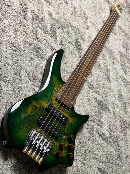 Dhatarattha Custom DEB 5 Headless Bass in Forest Burl Top with RW FB Nafiri Special Run