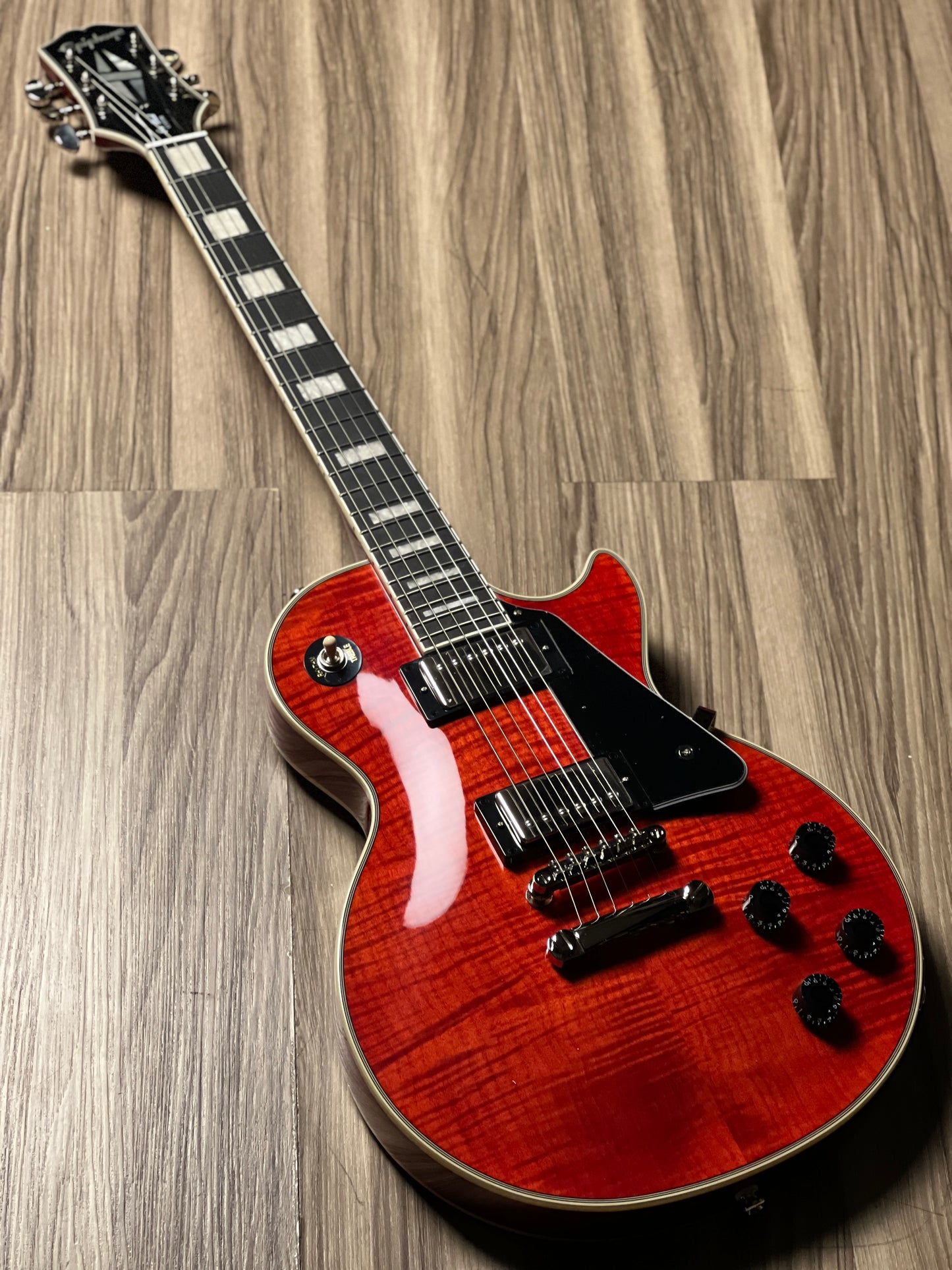 Epiphone Les Paul Custom Figured in Transparent Red w/Premium Gigbag