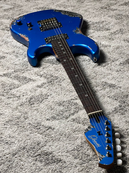 Dhatarattha Performance DST HH in Electric Blue Over Black Paisley with RW FB and Nitrocellulose Lacquer Relic