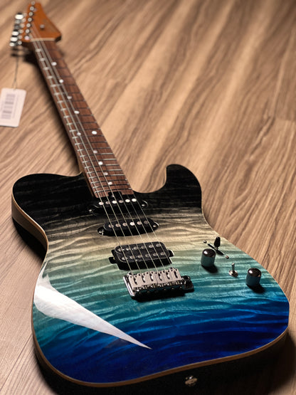 Soloking MT-1 Custom 22 HSS Quilt With Rosewood FB in Ocean Storm Double Wipeout JESCAR