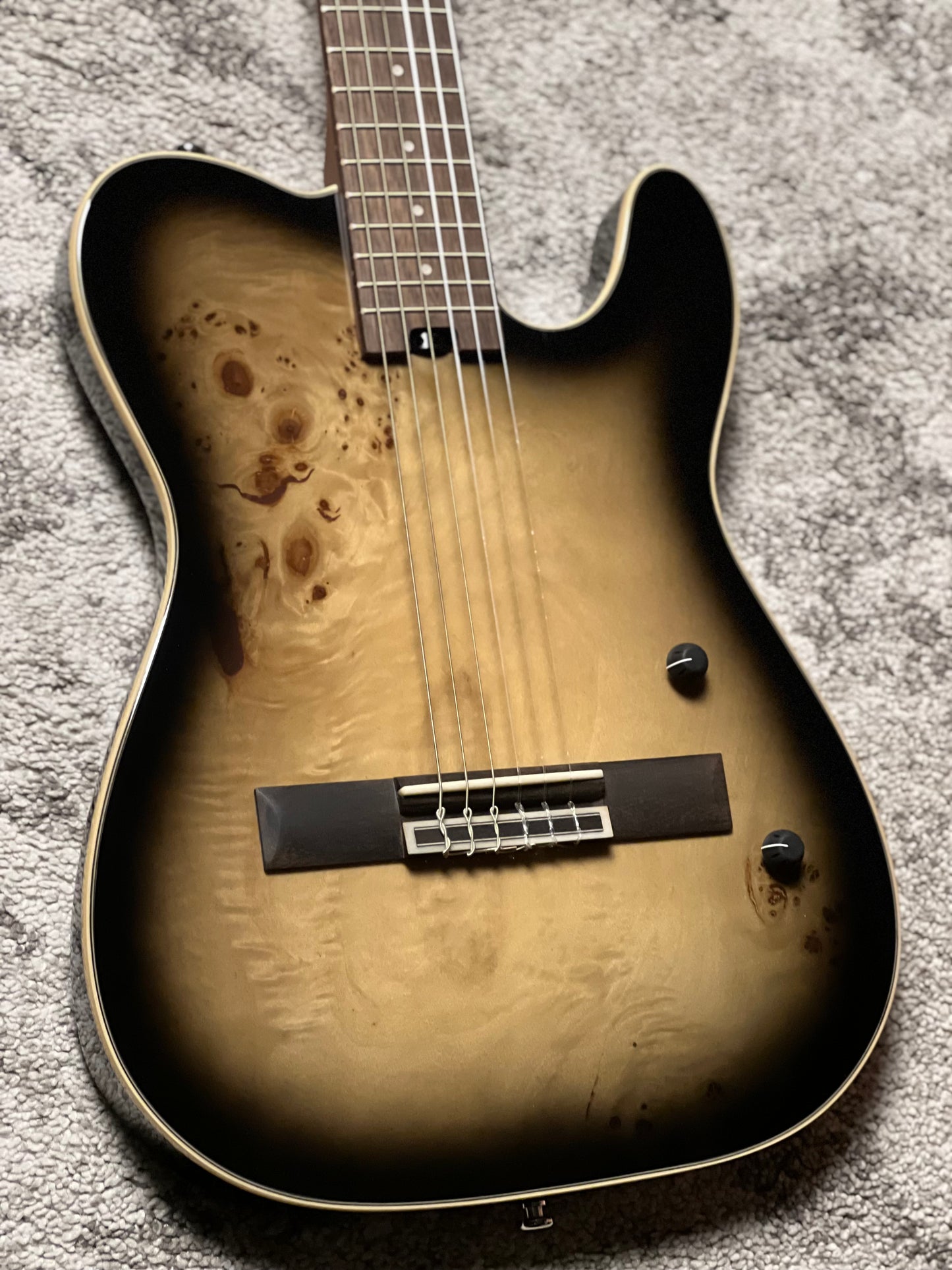 SQOE Spain SEGD-600 Nylon Electric Guitar with Piezo in Aurora Black