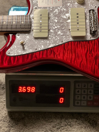 Fender Japan Hybrid II Jazzmaster Electric Guitar w/Quilt Maple Top with RW FB in Quilt Red Beryl JD24000724