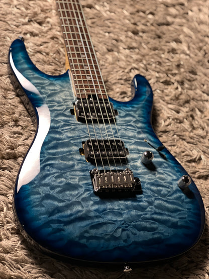 Soloking SM-24 HH QM Shredmaster with Rosewood FB in Ocean Blue Burst