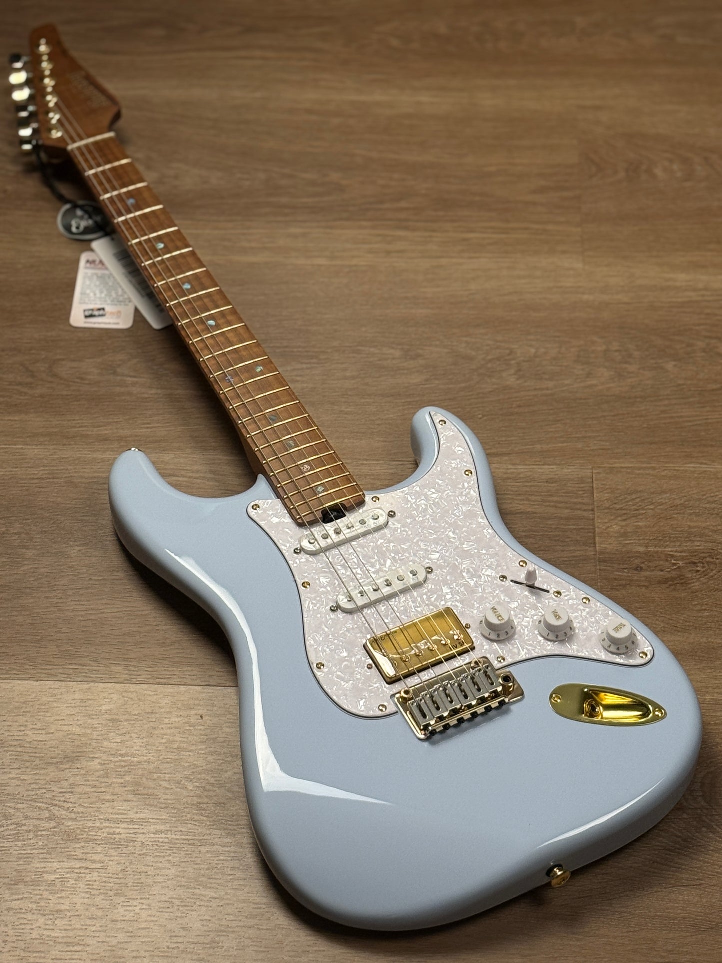 Soloking MS-1 FMN Artisan with Roasted Flame Maple Neck in Faded Sonic Blue JESCAR