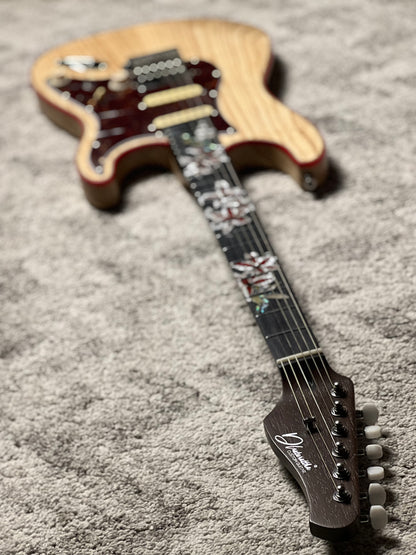 Dhatarattha Custom Classic DST HSS in Natural Ash with Rosewood Neck and Blooming Lilies Inlay