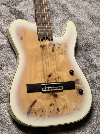 SQOE Spain SEGD-600 Nylon Electric Guitar with Piezo in White