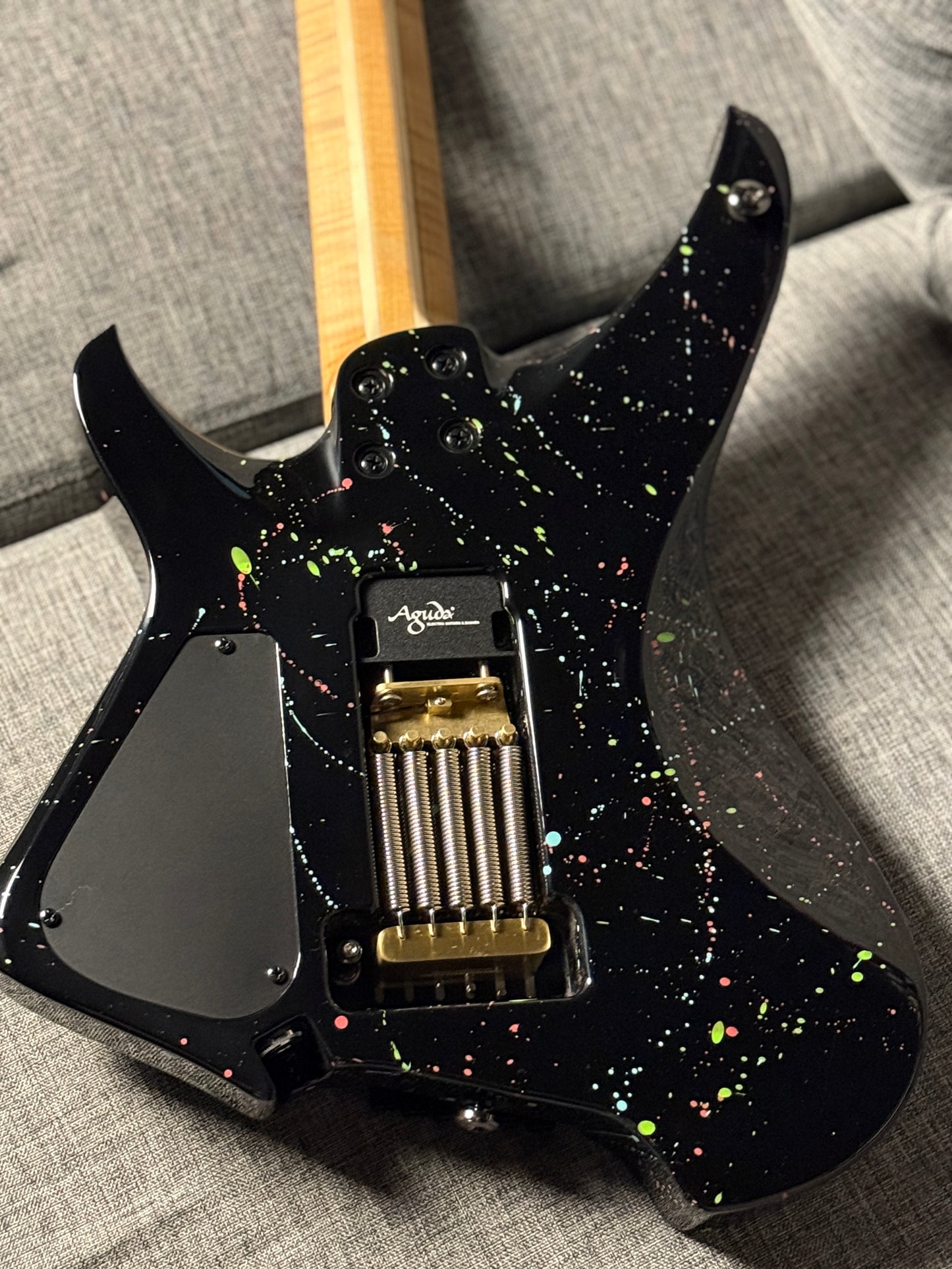 Aguda Black Hole in Black Splatter with Flame Maple Neck Nafiri Special Run