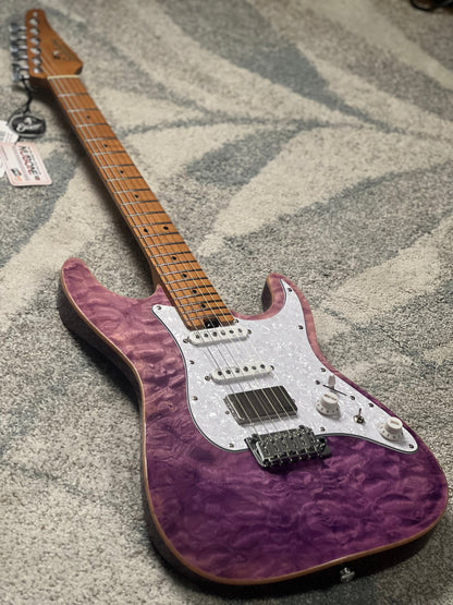 Soloking MS-1 Classic MKII Flat Top in Deep Purple Surf with 5A Quilt Top Nafiri Special Run