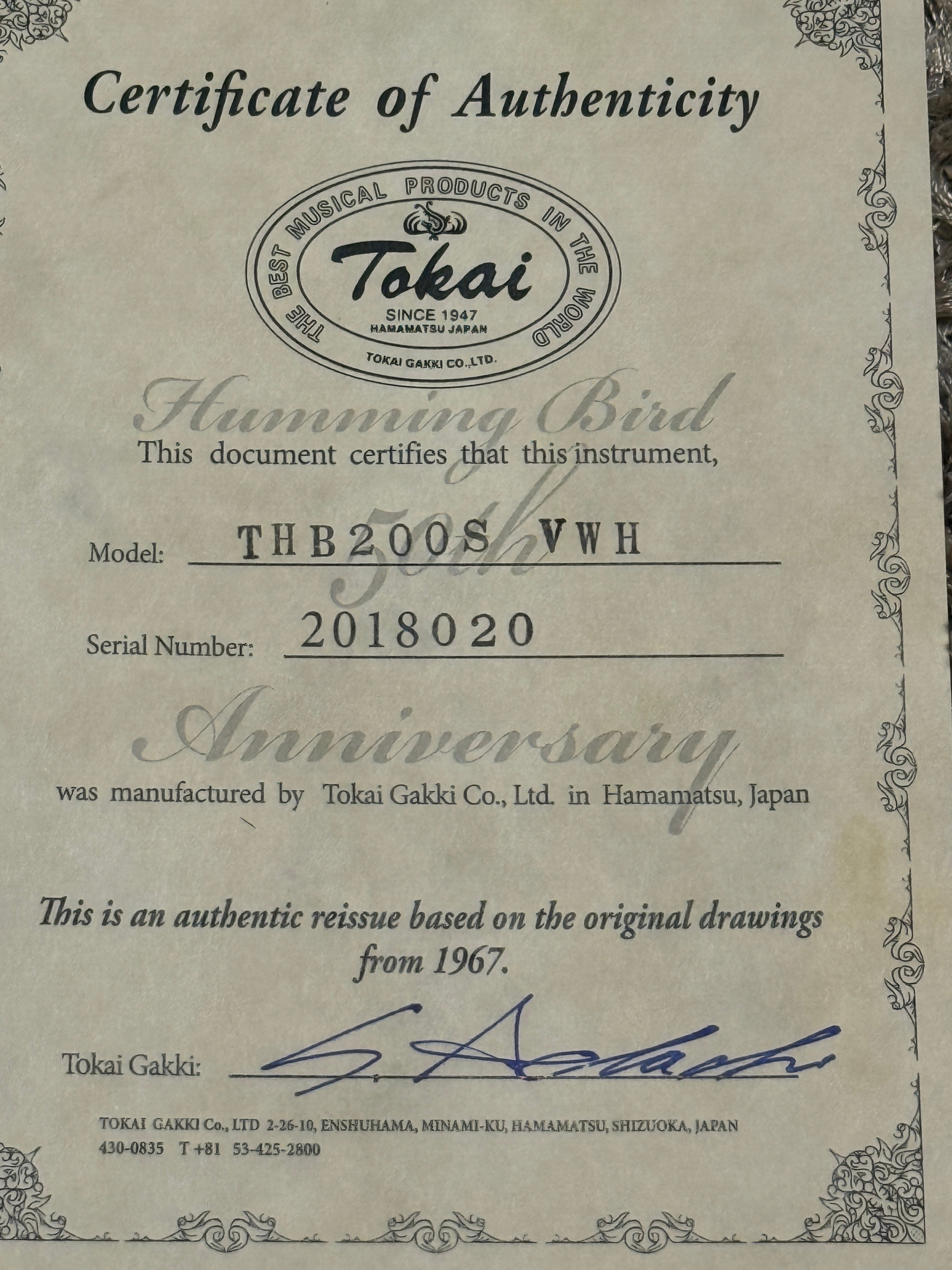 Tokai Hummingbird THB-200 50th Anniversary Reissue Limited Edition