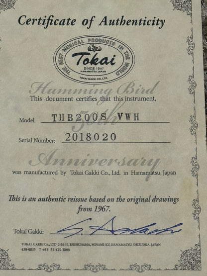 Tokai Hummingbird THB-200 50th Anniversary Reissue Limited Edition สี Vintage White