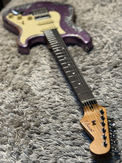 Dhatarattha Classic DST HSS in Violet Purple over Black Paisley with Rosewood FB and Nitrocellulose Lacquer Relic