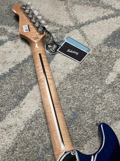 Soloking MS-1 Tibute FMN ASH in Transparent Blue with Flame Maple Neck