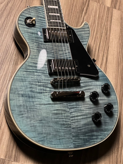 Epiphone Les Paul Custom Figured in Transparent Blue w/Premium GigBag