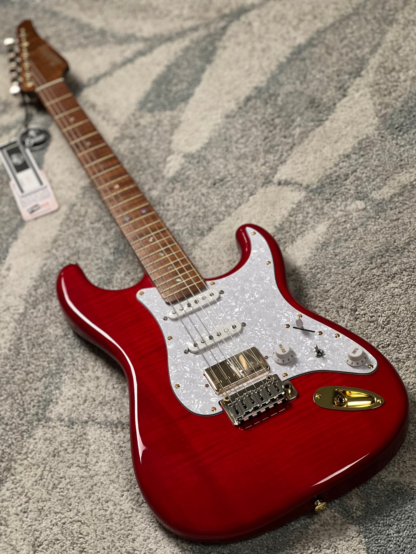 Soloking MS-1 FMN Artisan with Roasted Flame Neck in Transparent Red Limited Edition JESCAR
