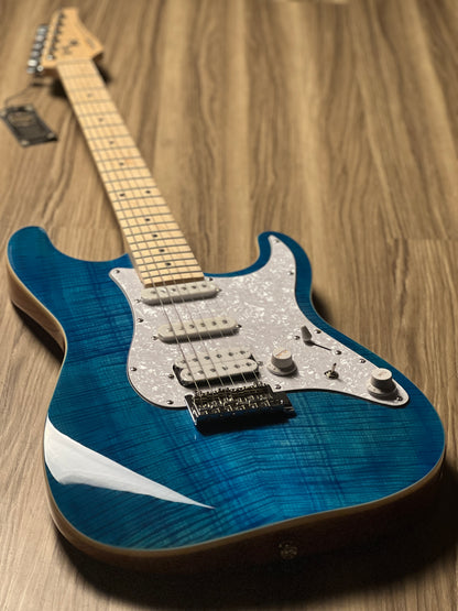 SQOE SEIB680 HSS with Flame Maple Top in Aqua Blue