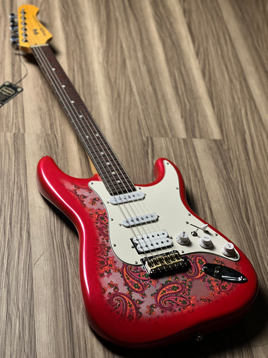 SQOE SEST1100 HSS Custom Shop Series in Pink Paisley Limited Edition with Hardshell Case