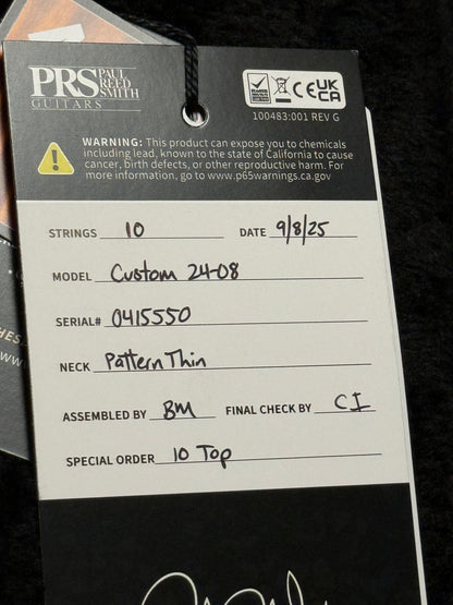 PRS Custom 24-08 10-Top in Fire Smokeburst 0415550